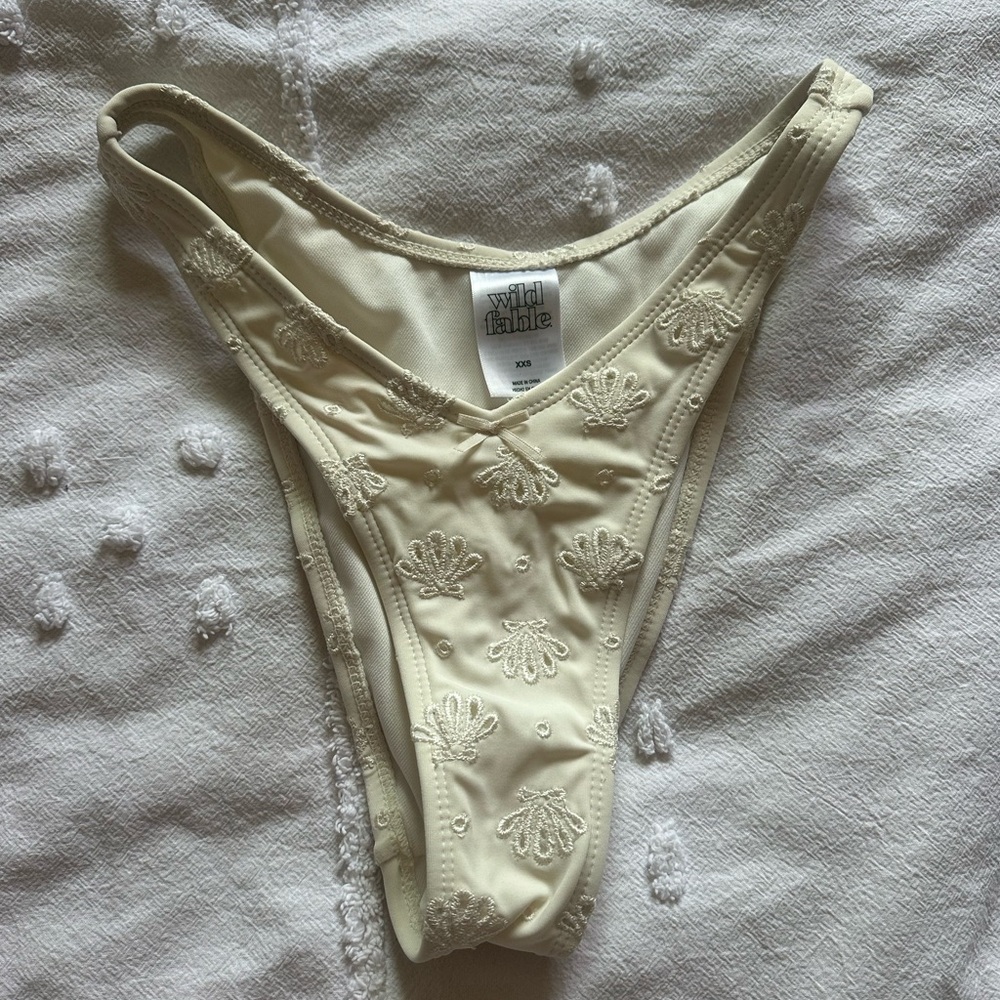 Wild Fable Cream Embroidered Bikini Bottom